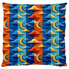 Clouds Stars Sky Moon Day And Night Background Wallpaper Standard Premium Plush Fleece Cushion Case (two Sides)