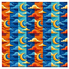 Clouds Stars Sky Moon Day And Night Background Wallpaper Wooden Puzzle Square by Maspions