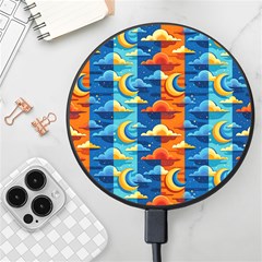 Clouds Stars Sky Moon Day And Night Background Wallpaper Wireless Fast Charger(black)