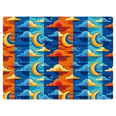 Clouds Stars Sky Moon Day And Night Background Wallpaper Premium Plush Fleece Blanket (extra Small)