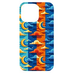 Clouds Stars Sky Moon Day And Night Background Wallpaper Iphone 14 Pro Max Black Uv Print Case by Maspions