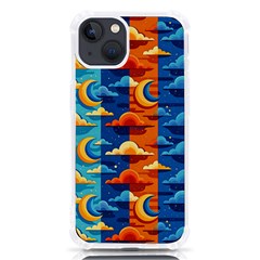 Clouds Stars Sky Moon Day And Night Background Wallpaper Iphone 13 Tpu Uv Print Case