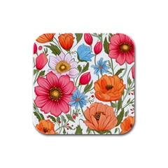 Flowers Plants Bouquets Decor Flower Decoration Garden Flower Shop Scent Romance Wallpaper Nature Rubber Square Coaster (4 Pack) by Maspions