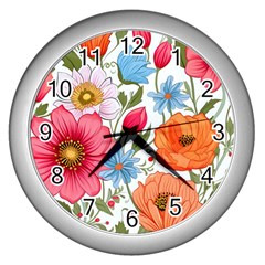 Flowers Plants Bouquets Decor Flower Decoration Garden Flower Shop Scent Romance Wallpaper Nature Wall Clock (silver)