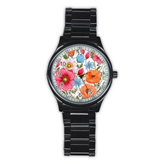 Flowers Plants Bouquets Decor Flower Decoration Garden Flower Shop Scent Romance Wallpaper Nature Stainless Steel Round Watch by Maspions