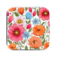 Flowers Plants Bouquets Decor Flower Decoration Garden Flower Shop Scent Romance Wallpaper Nature Square Metal Box (black)