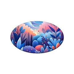 Nature Night Bushes Flowers Leaves Clouds Landscape Berries Story Fantasy Wallpaper Background Sampl Sticker (oval) by Maspions