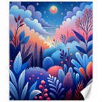 Nature Night Bushes Flowers Leaves Clouds Landscape Berries Story Fantasy Wallpaper Background Sampl Canvas 8  x 10  8.15 x9.66  Canvas - 1