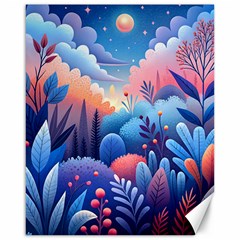 Nature Night Bushes Flowers Leaves Clouds Landscape Berries Story Fantasy Wallpaper Background Sampl Canvas 16  X 20  by Maspions