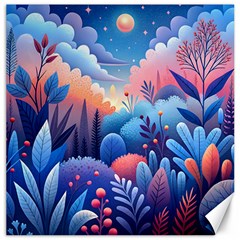 Nature Night Bushes Flowers Leaves Clouds Landscape Berries Story Fantasy Wallpaper Background Sampl Canvas 20  X 20  by Maspions