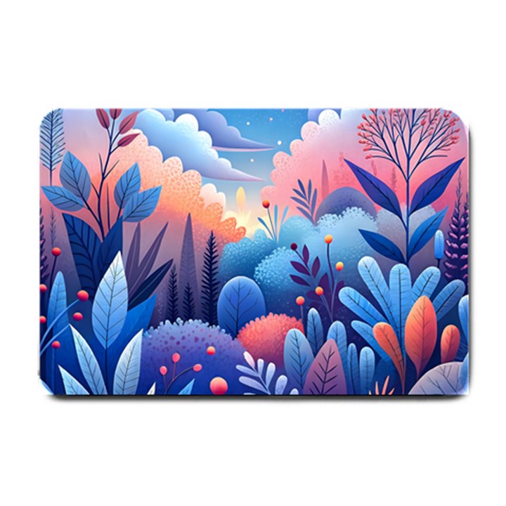 Nature Night Bushes Flowers Leaves Clouds Landscape Berries Story Fantasy Wallpaper Background Sampl Small Doormat