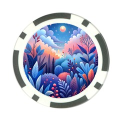 Nature Night Bushes Flowers Leaves Clouds Landscape Berries Story Fantasy Wallpaper Background Sampl Poker Chip Card Guard (10 Pack)