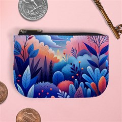 Nature Night Bushes Flowers Leaves Clouds Landscape Berries Story Fantasy Wallpaper Background Sampl Mini Coin Purse