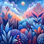 Nature Night Bushes Flowers Leaves Clouds Landscape Berries Story Fantasy Wallpaper Background Sampl Play Mat (Square) Front