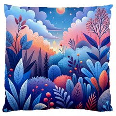 Nature Night Bushes Flowers Leaves Clouds Landscape Berries Story Fantasy Wallpaper Background Sampl Large Cushion Case (one Side) by Maspions