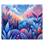 Nature Night Bushes Flowers Leaves Clouds Landscape Berries Story Fantasy Wallpaper Background Sampl Two Sides Premium Plush Fleece Blanket (Kids Size) 50 x40  Blanket Front