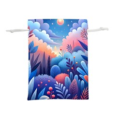 Nature Night Bushes Flowers Leaves Clouds Landscape Berries Story Fantasy Wallpaper Background Sampl Lightweight Drawstring Pouch (m) by Maspions