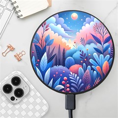 Nature Night Bushes Flowers Leaves Clouds Landscape Berries Story Fantasy Wallpaper Background Sampl Wireless Fast Charger(black) by Maspions