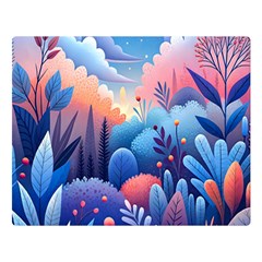 Nature Night Bushes Flowers Leaves Clouds Landscape Berries Story Fantasy Wallpaper Background Sampl Premium Plush Fleece Blanket (large) by Maspions