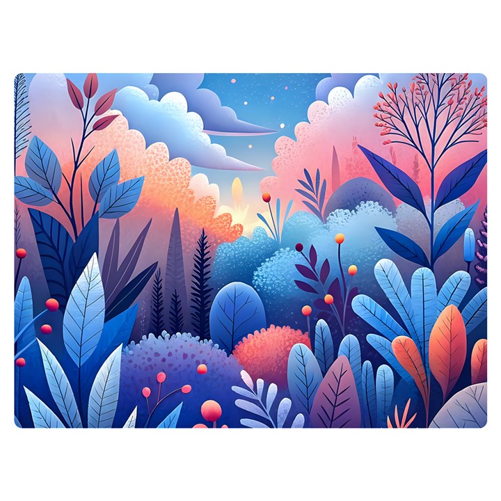 Nature Night Bushes Flowers Leaves Clouds Landscape Berries Story Fantasy Wallpaper Background Sampl Two Sides Premium Plush Fleece Blanket (Baby Size)