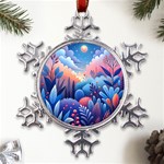 Nature Night Bushes Flowers Leaves Clouds Landscape Berries Story Fantasy Wallpaper Background Sampl Metal Large Snowflake Ornament Front