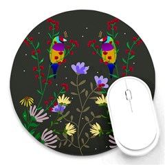 Bird Flower Plant Nature Round Mousepad