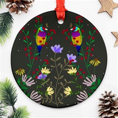 Bird Flower Plant Nature Ornament (round)