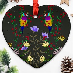 Bird Flower Plant Nature Ornament (heart)