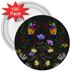 Bird Flower Plant Nature 3  Buttons (100 Pack)  by Maspions