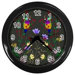 Bird Flower Plant Nature Wall Clock (black)