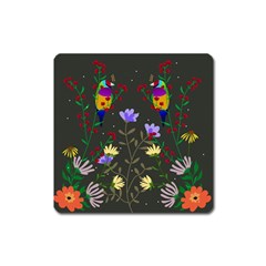 Bird Flower Plant Nature Square Magnet