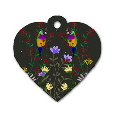 Bird Flower Plant Nature Dog Tag Heart (one Side)