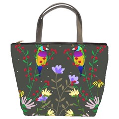 Bird Flower Plant Nature Bucket Bag