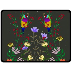 Bird Flower Plant Nature Fleece Blanket (large)