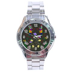 Bird Flower Plant Nature Stainless Steel Analogue Watch