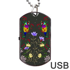 Bird Flower Plant Nature Dog Tag Usb Flash (one Side)