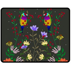 Bird Flower Plant Nature Two Sides Fleece Blanket (medium)