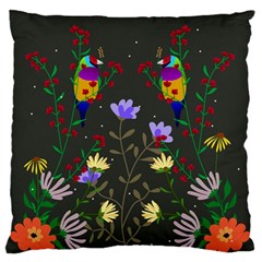 Bird Flower Plant Nature Large Premium Plush Fleece Cushion Case (one Side)