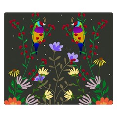 Bird Flower Plant Nature Two Sides Premium Plush Fleece Blanket (kids Size)