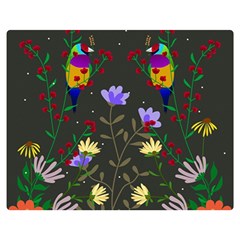 Bird Flower Plant Nature Two Sides Premium Plush Fleece Blanket (teen Size)