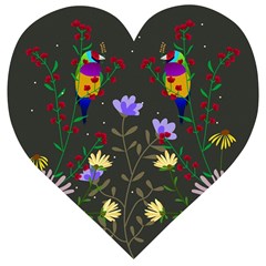 Bird Flower Plant Nature Wooden Puzzle Heart