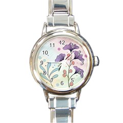 Flower Paint Flora Nature Plant Round Italian Charm Watch