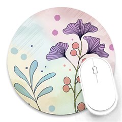 Flower Paint Flora Nature Plant Round Mousepad