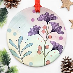 Flower Paint Flora Nature Plant Ornament (round)