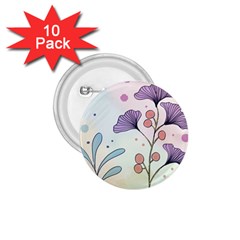 Flower Paint Flora Nature Plant 1 75  Buttons (10 Pack)