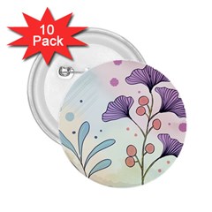 Flower Paint Flora Nature Plant 2 25  Buttons (10 Pack) 