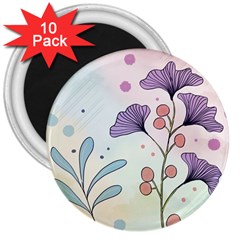 Flower Paint Flora Nature Plant 3  Magnets (10 Pack) 