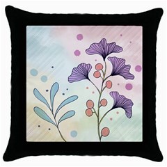 Flower Paint Flora Nature Plant Throw Pillow Case (black)