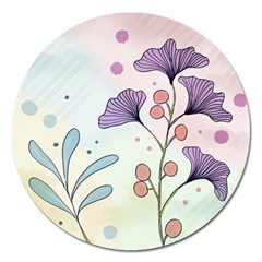 Flower Paint Flora Nature Plant Magnet 5  (round)