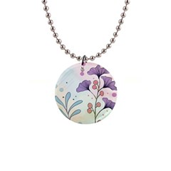 Flower Paint Flora Nature Plant 1  Button Necklace by Maspions